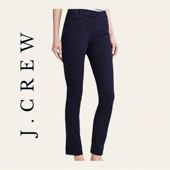 0679. J.crew NAVY BLUE TROUSER SIZE 10R STRAIGHT LEG ZIPPER AND HOOK/BAR CLOSURE - Picture 1 of 12